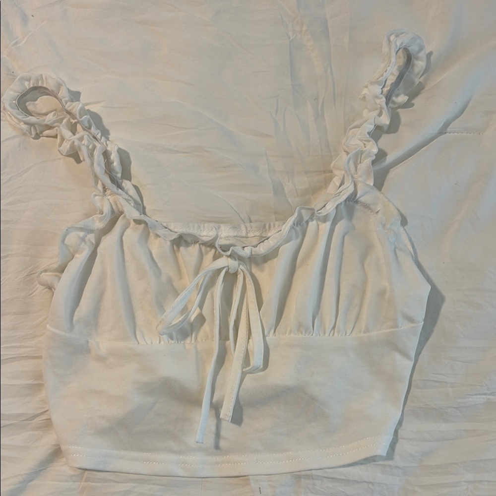 White Ruffled Women's Top